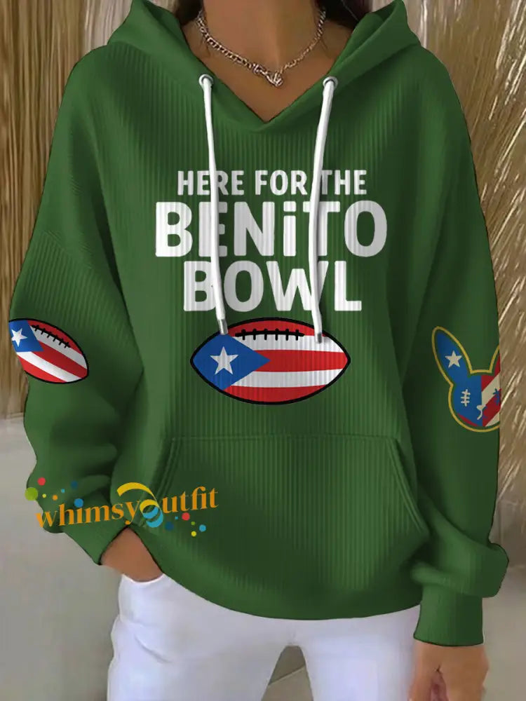 Women’s Bunny Football Music Lover Printed Hoodie Green / S
