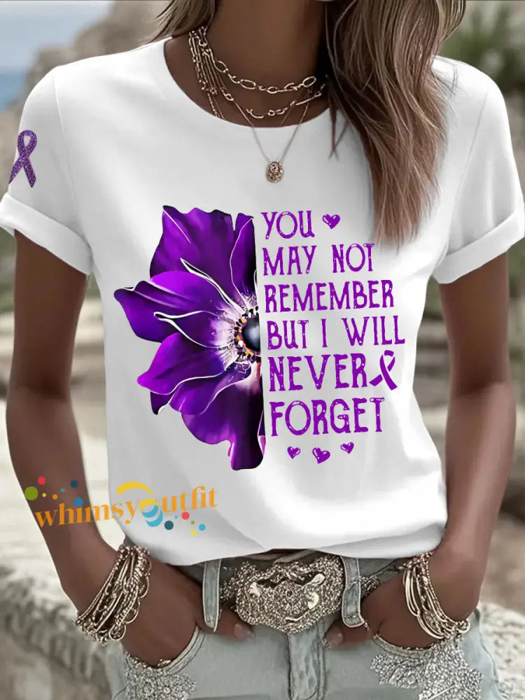 Women’s clothing you may not remember but I will never forget Alzheimer’s disease T shirts White / S
