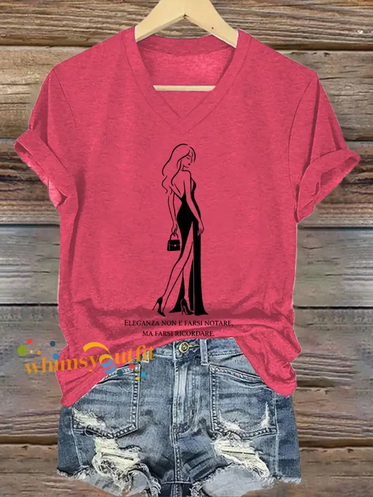 Women’s Elegance Is About Being Remembered Quote T Shirt Dark Pink / S