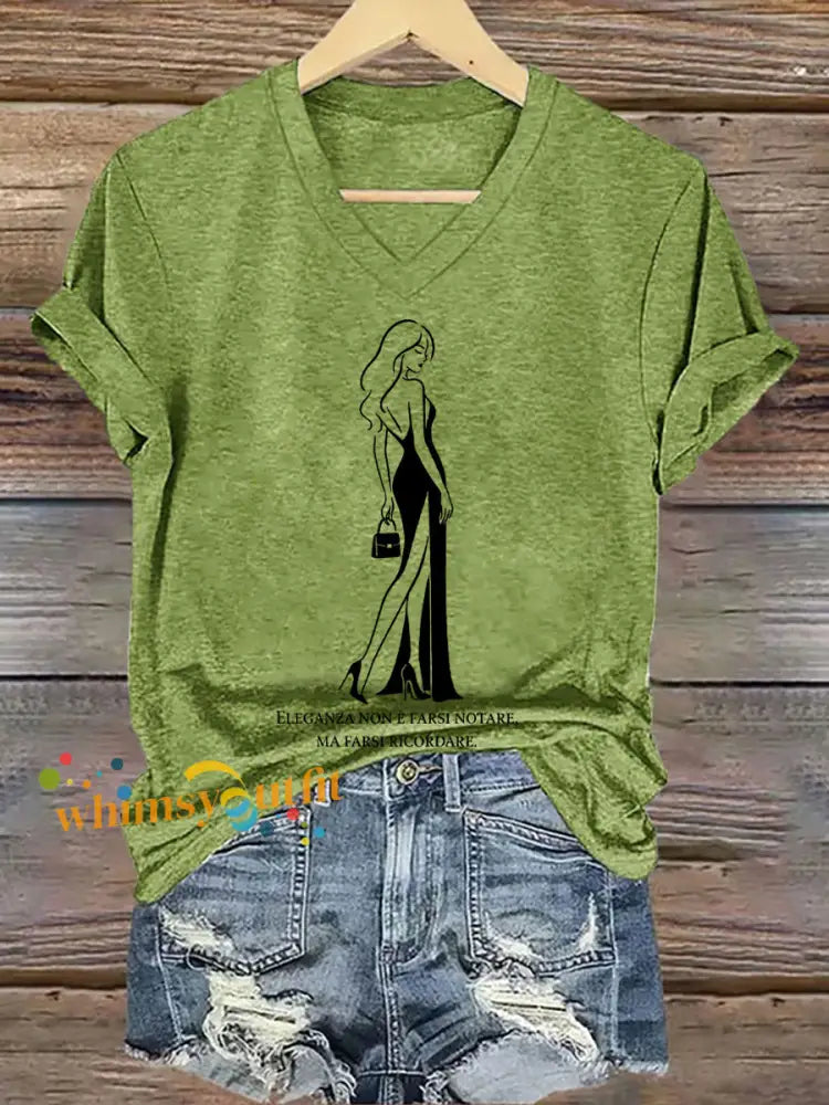 Women’s Elegance Is About Being Remembered Quote T Shirt Green / S
