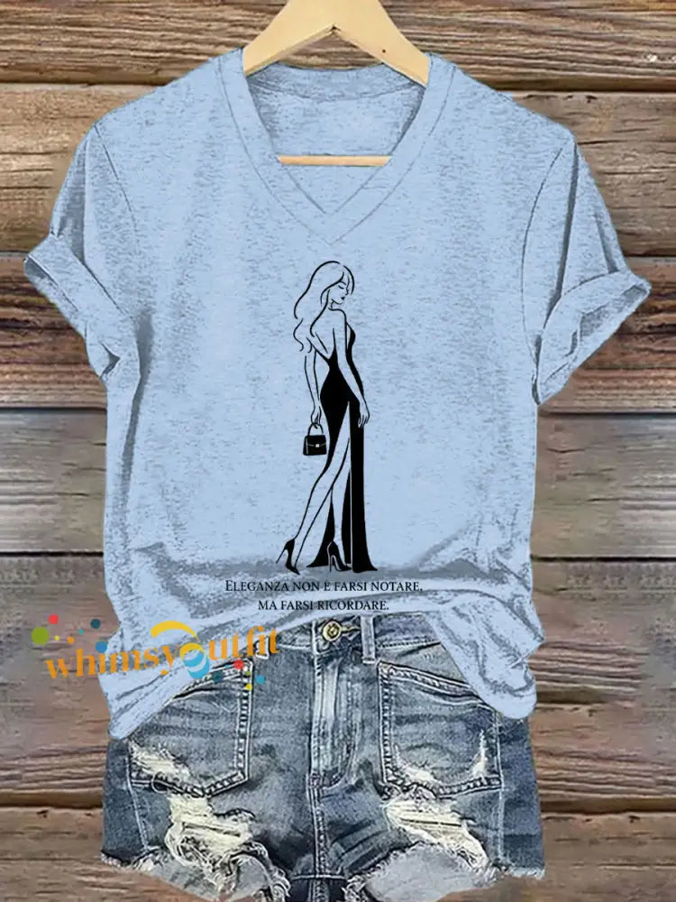 Women’s Elegance Is About Being Remembered Quote T Shirt Sky Blue / S