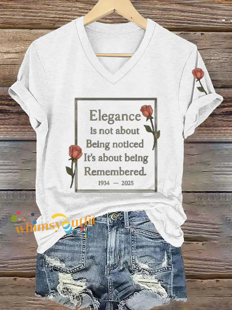 Women’s Elegance Is About Being Remembered Quote T Shirt White / S