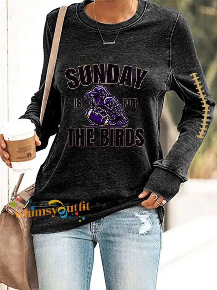 Women’s Football Fans Lovers Gameday Casual Sweatshirt Black / S