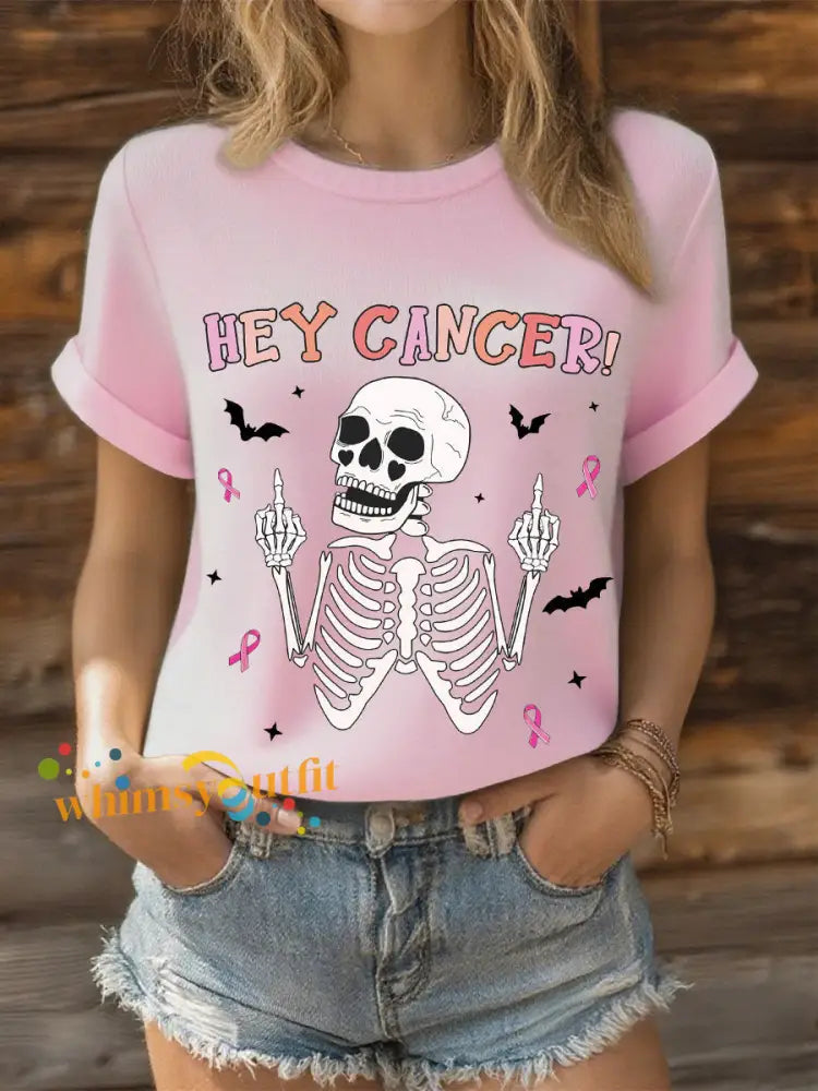 Women’s Hey Cancer Breast Cancer Pink Ribbon Tops Light Pink / S