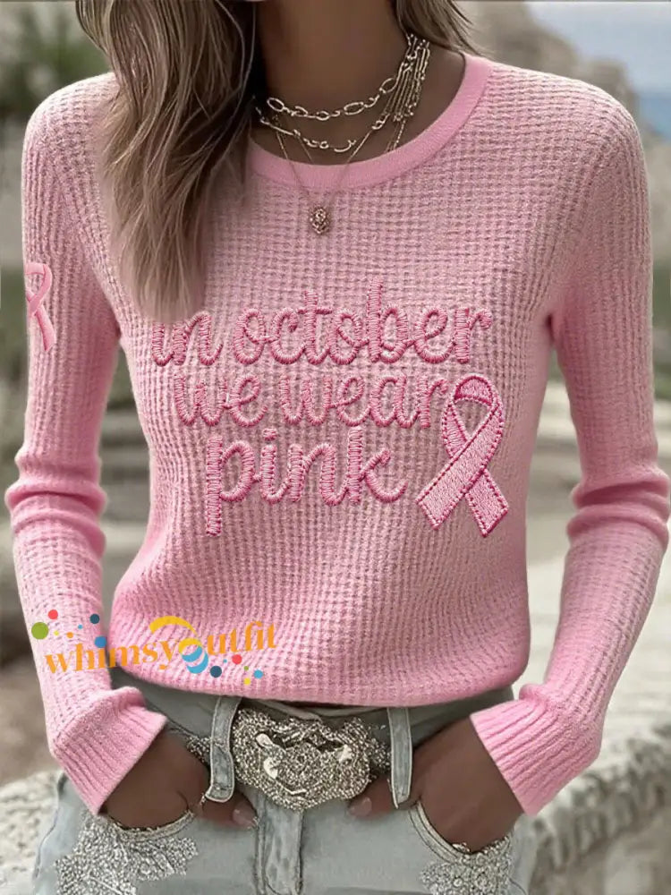 Women’s ’In October We Wear Pink’ Breast Cancer Awareness Tops Pink / S