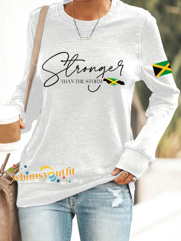 Women’s Jamaica strong Polyester Waisted Sweatshirt White / S