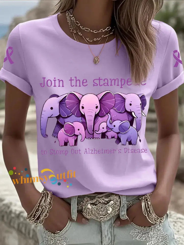 Women’s Join the Stampede to Stom Out Alzheimer’s Disease T Shirts Light Purple / S