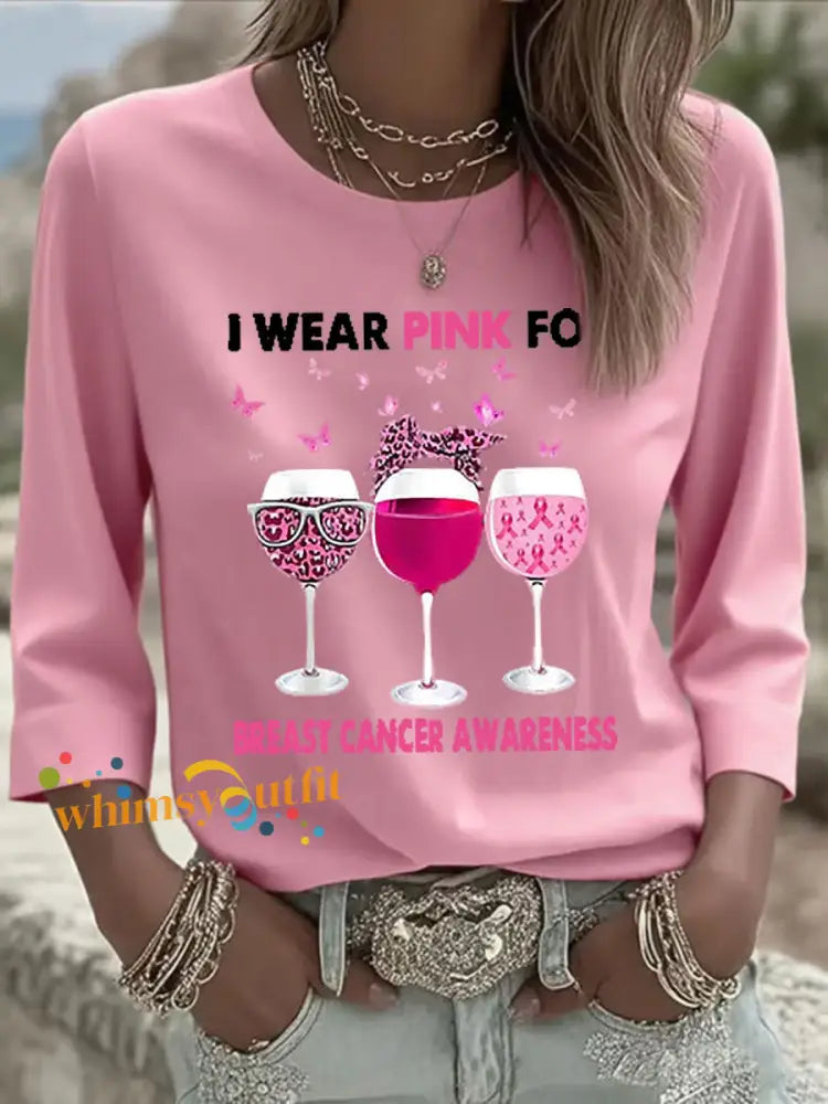Women’s Pink Goblet Print Casual T shirt Pink / S