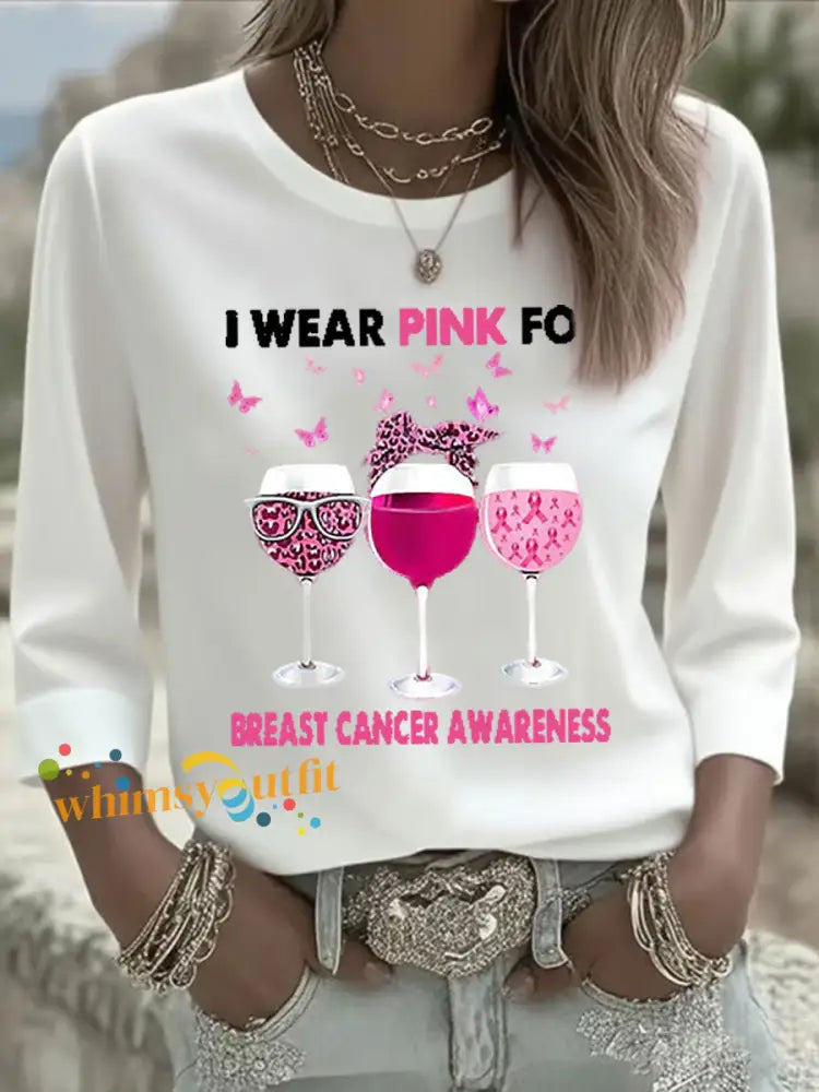 Women’s Pink Goblet Print Casual T shirt White / S