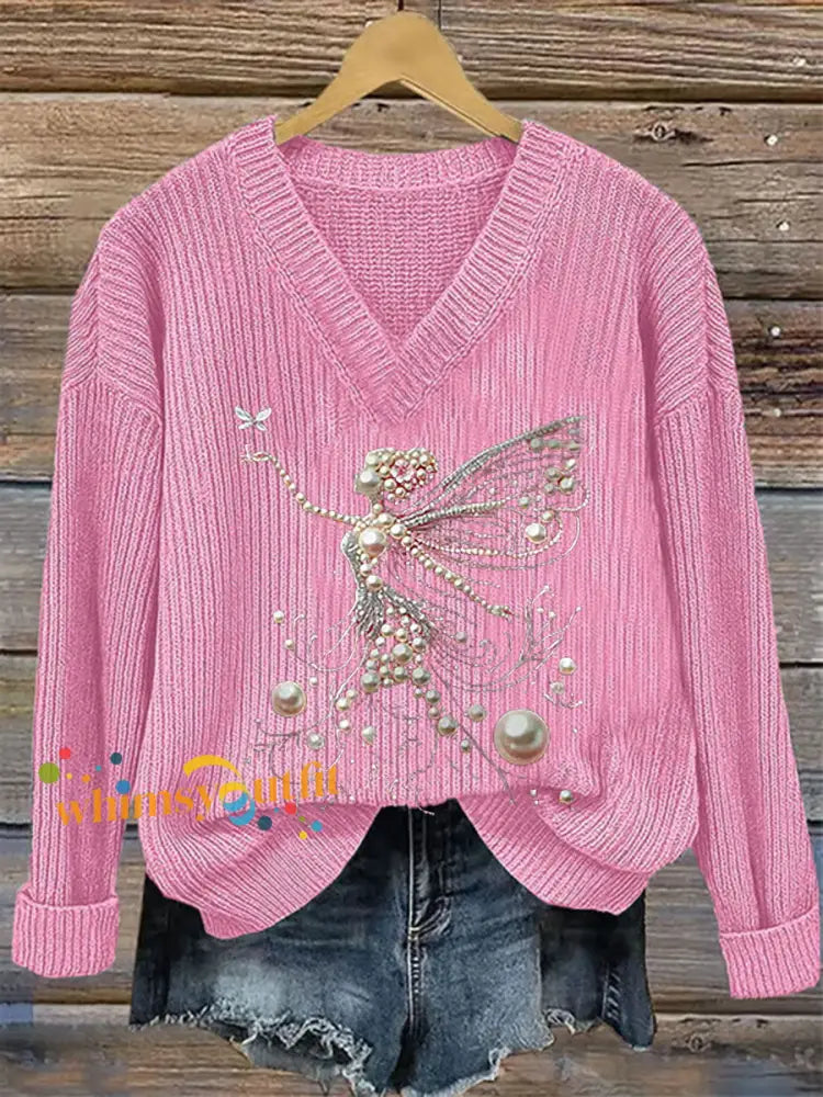 Women’s Pink Pearl Print Casual Top Pink / S