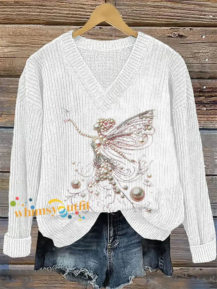 Women’s Pink Pearl Print Casual Top White / S