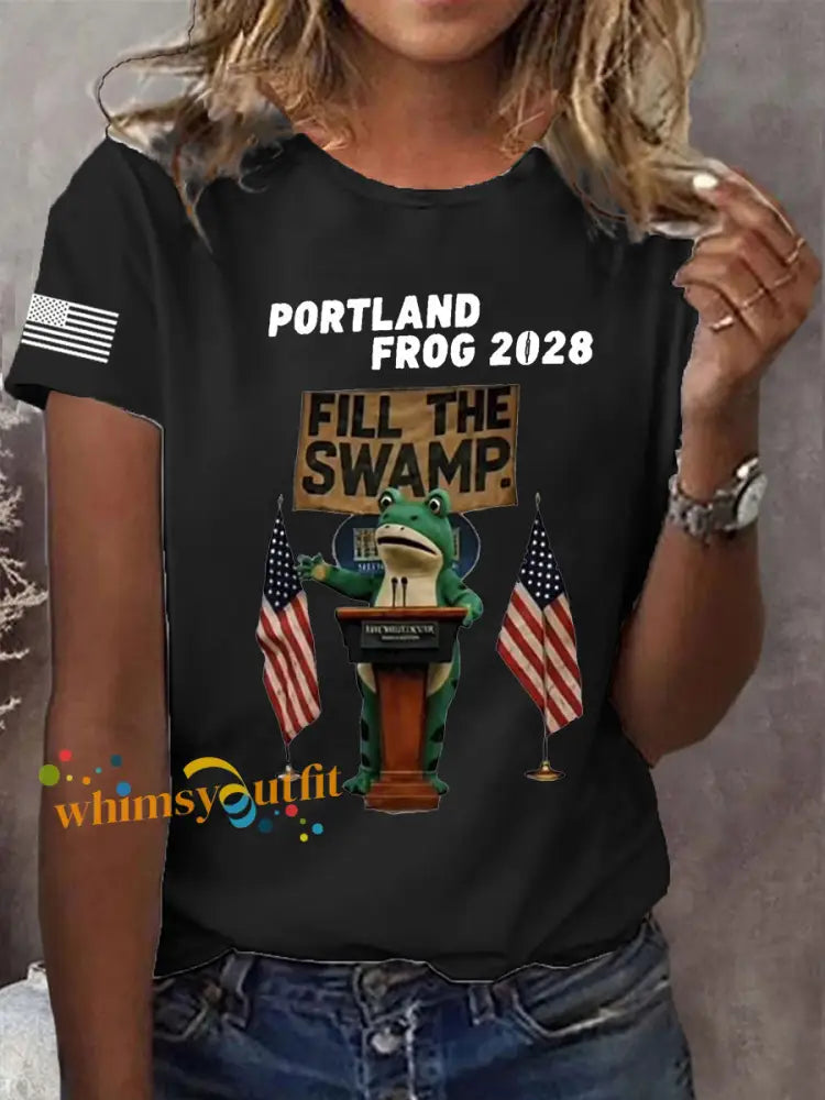 Women’s Portland Frog 2028 Short Sleeve T-Shirt Black / S