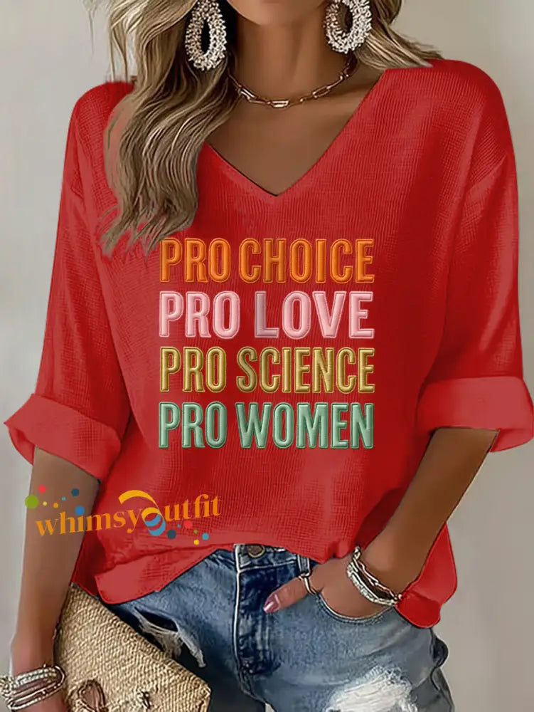 Women’s Pro Choice Print Waffle T shirt Red / S