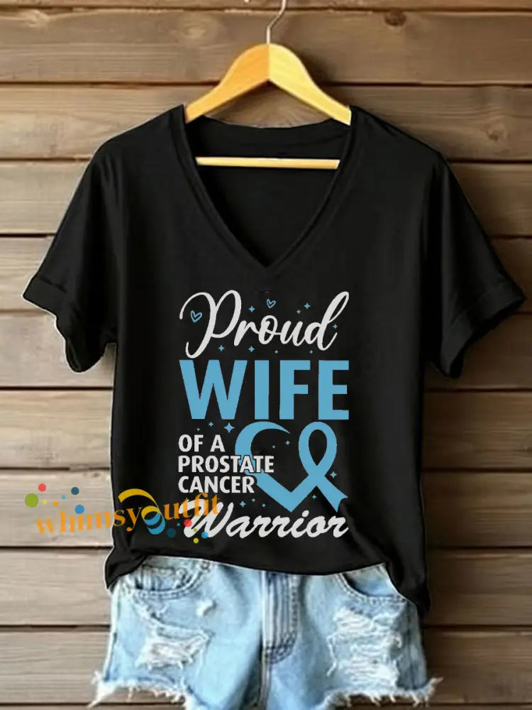 Women’s Prostate Cancer Awareness Wife T Shirt Black / S