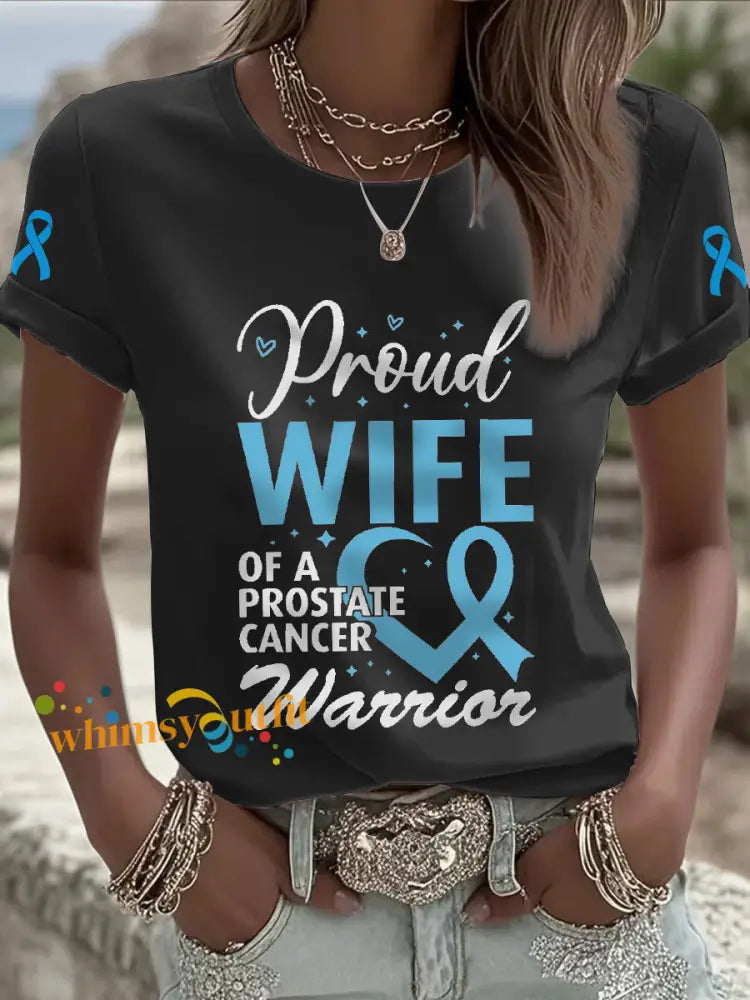 Women’s Prostate Cancer Awareness Wife T Shirt Black / S