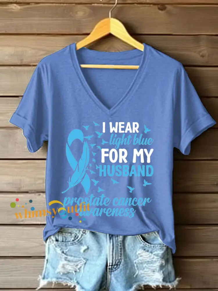 Women’s Prostate Cancer Awareness Wife T Shirt Light Blue / S