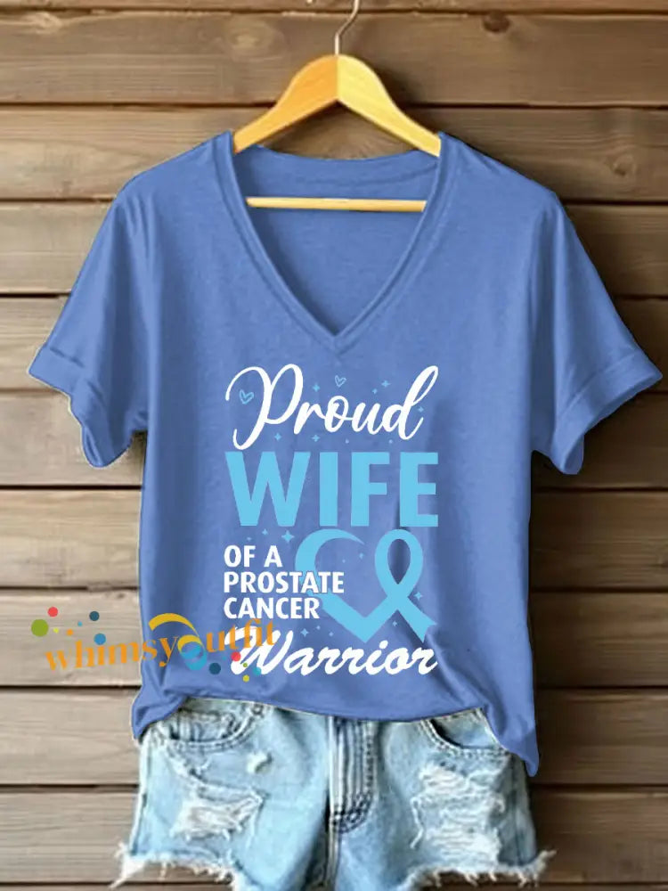Women’s Prostate Cancer Awareness Wife T Shirt Light Blue / S