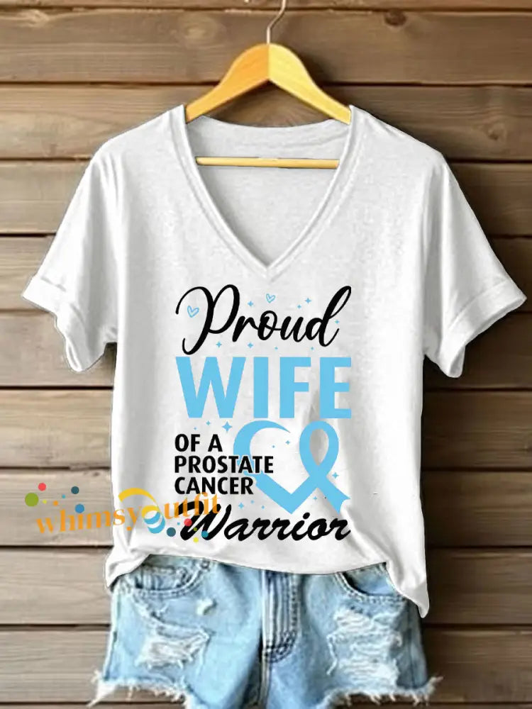 Women’s Prostate Cancer Awareness Wife T Shirt White / S