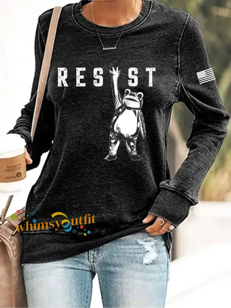Women’s Resist Frog Print Sweatshirt Black / S