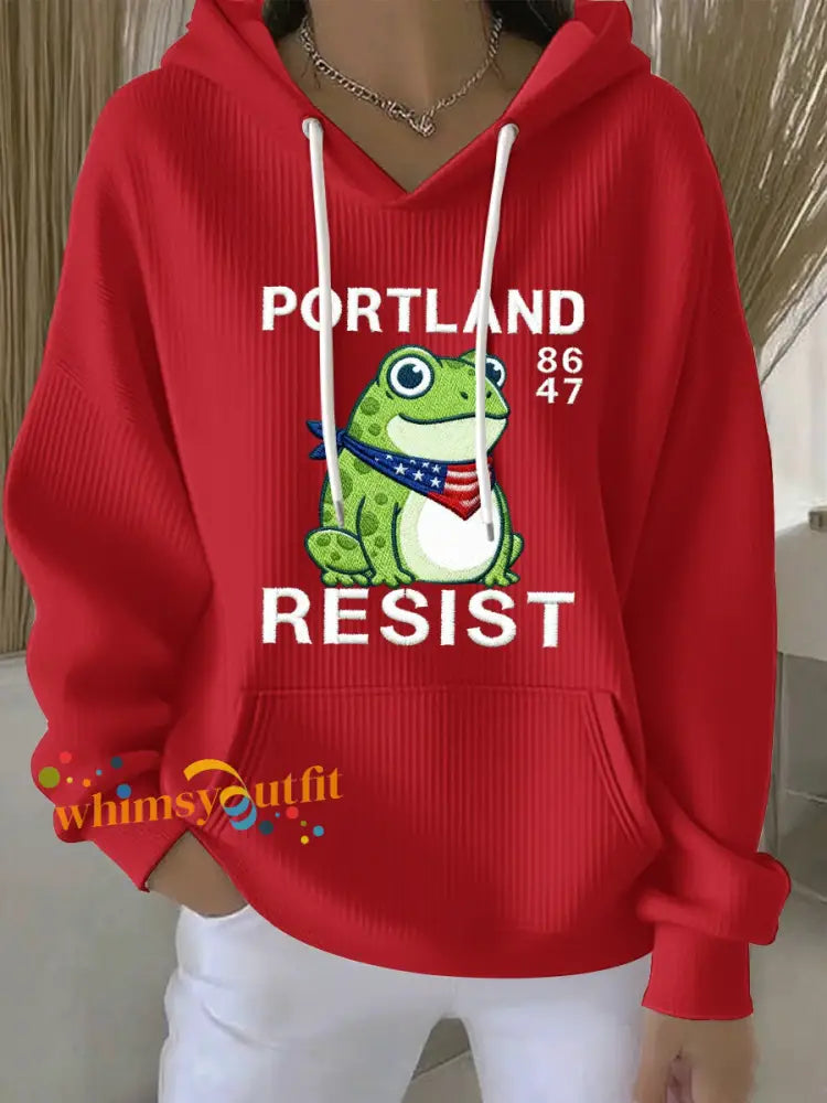 Women’s Resist Portland Frog Sweatshirt Hoodie Red / S