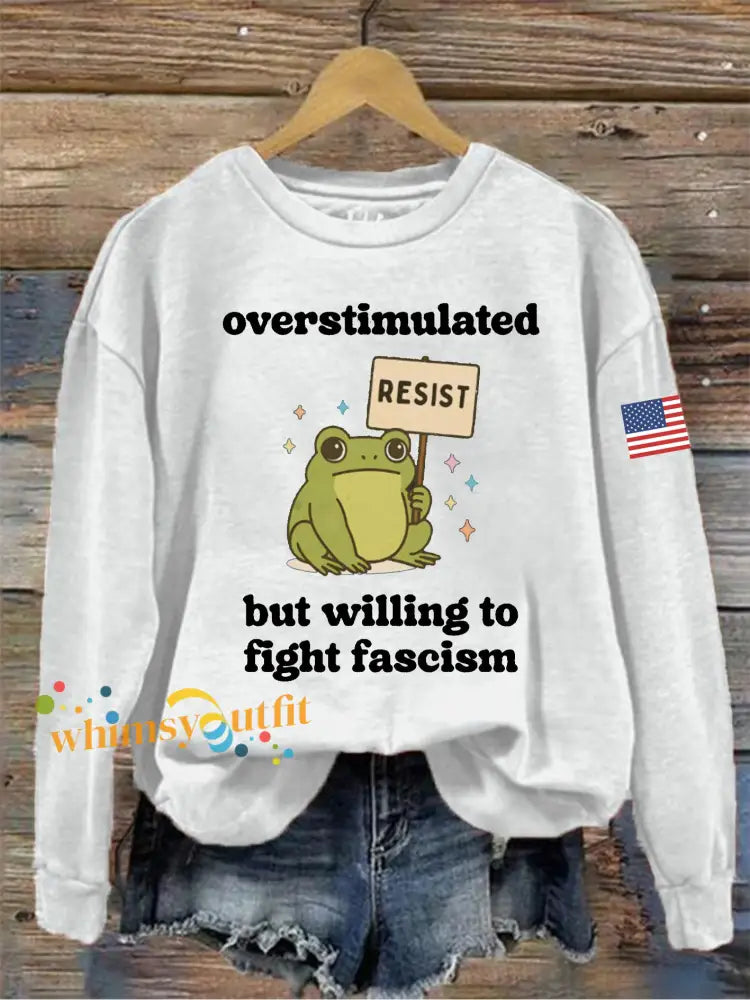 Women’s Retro Resist Frog Print Sweatshirt White / S