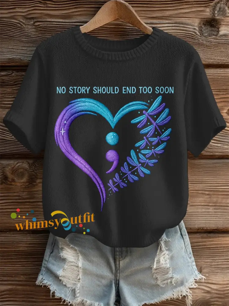 Women’s Suicide Prevention Awareness Print Knit Top Black / S