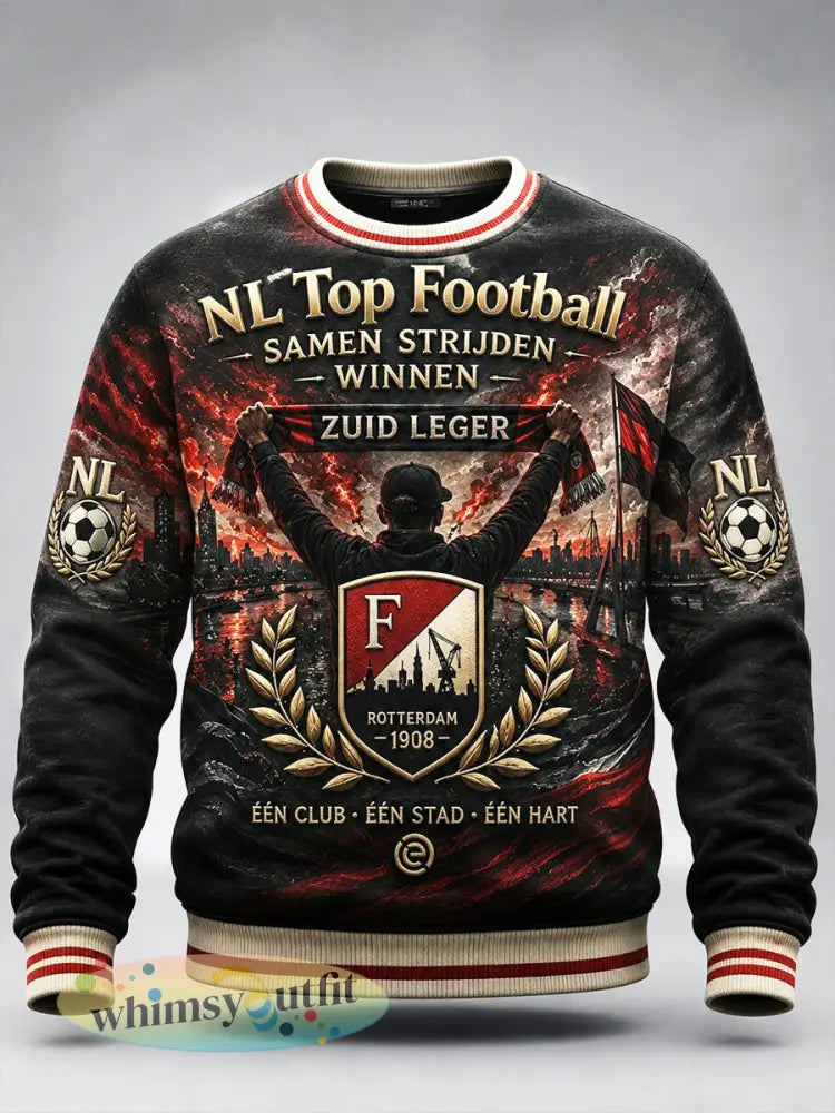 Zwart Feyenoord Eredivisie-voetbalprint voor heren casual sweatshirt - Zwart / S