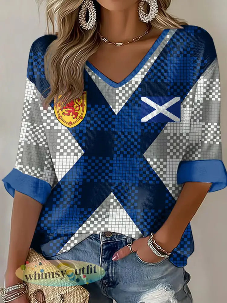 Bedrukte wafel T-shirt voor dames in Schotland - Grijs / S