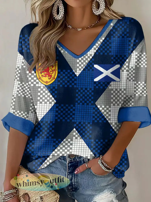 Bedrukte wafel T-shirt voor dames in Schotland - Grijs / S