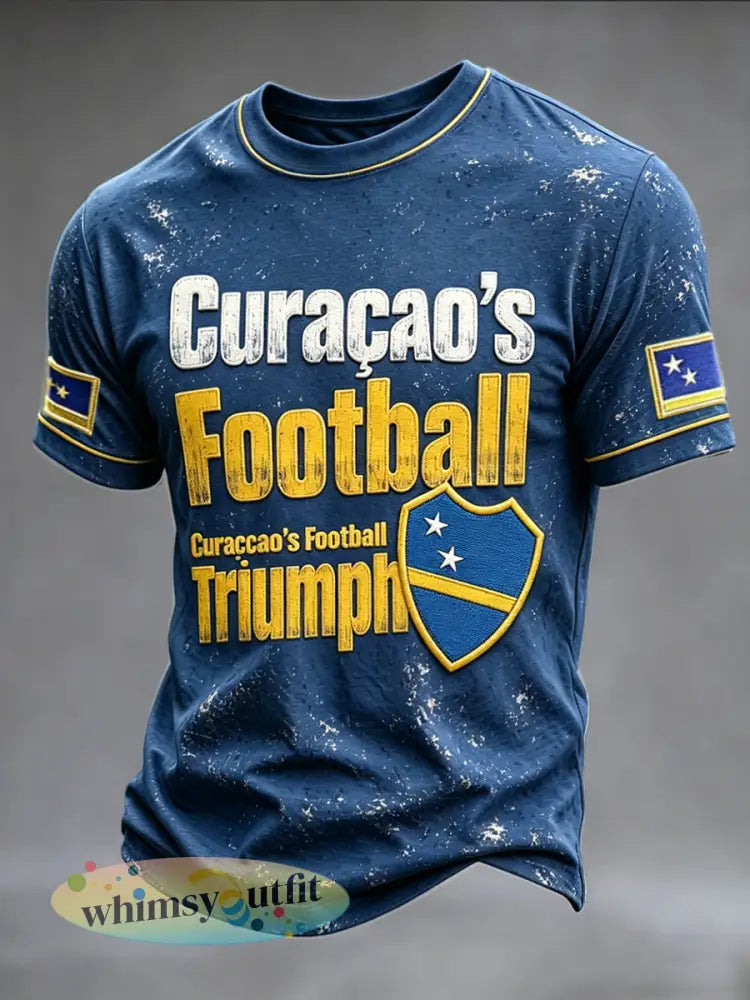Blauw Curacaovlag 3D-geprinte casual T-shirt voor heren - Blauw / S
