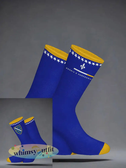 Bosnia Football Lover ZMAJEVI Gedrukte Sokken - Blauw / ÉÉN