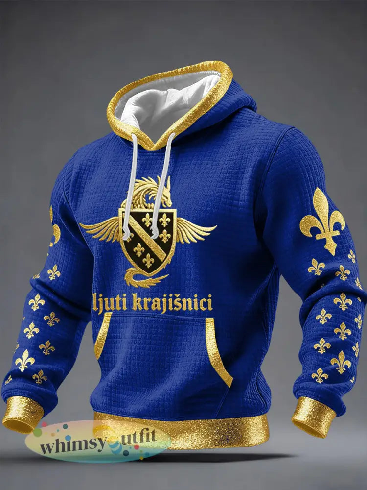 Bosnië ZMAJEVI Voetballiefhebbers Gedrukte Hoodie voor heren - Blauw / S
