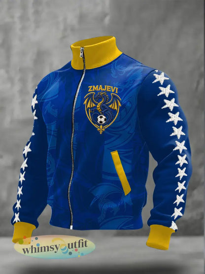 Bosnië ZMAJEVI Voetballiefhebbers Gedrukte jas voor heren - Blauw / S