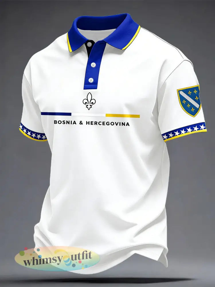 Bosnische voetballiefhebbers heren casual tops met print - Wit / S
