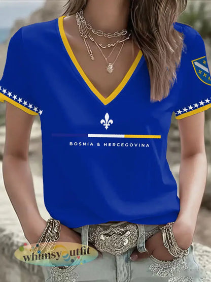 Bosnische voetballiefhebbers voor dames ZMAJEVI T-shirt met print - Blauw / S