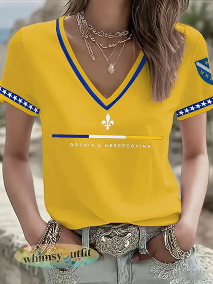 Bosnische voetballiefhebbers voor dames ZMAJEVI T-shirt met print - Geel / S