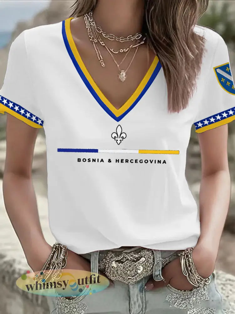 Bosnische voetballiefhebbers voor dames ZMAJEVI T-shirt met print - Wit / S