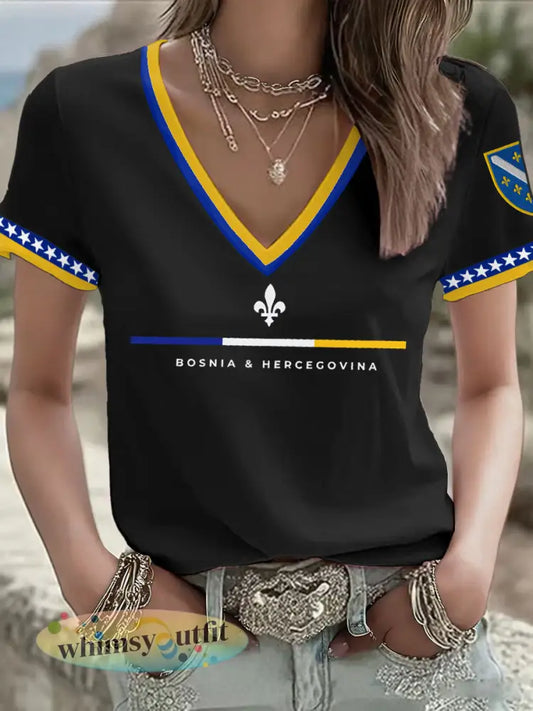 Bosnische voetballiefhebbers voor dames ZMAJEVI T-shirt met print - Zwart / S