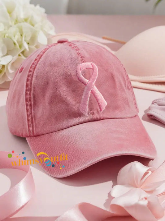 Breast cancer awareness pink ribbon unisex hats Pink / ONE