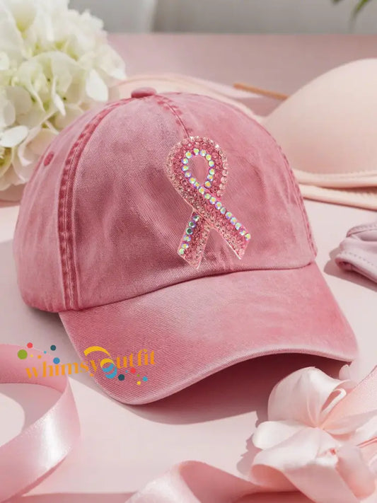 Breast cancer awareness pink ribbon unisex hats Pink / ONE