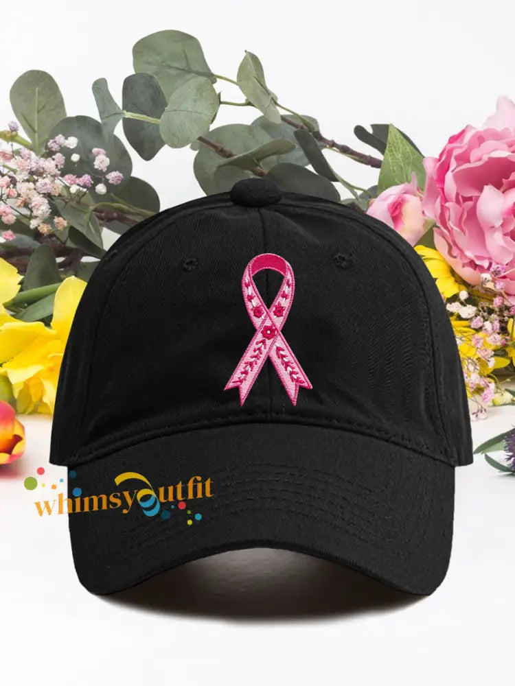 Breast cancer pink ribbon unisex hats Black / ONE