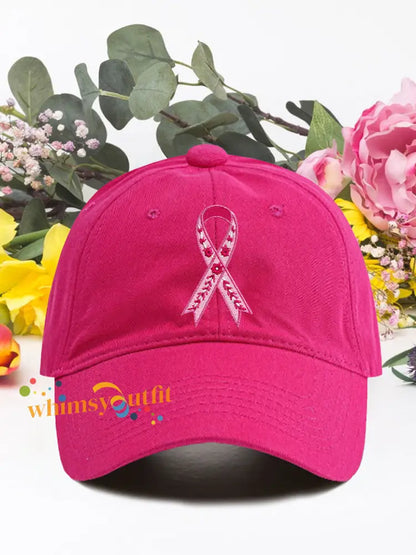 Breast cancer pink ribbon unisex hats Rose Red / ONE