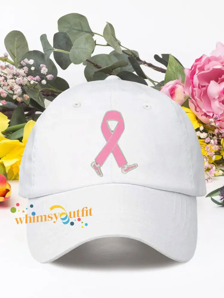 Breast cancer pink ribbon unisex hats White / ONE