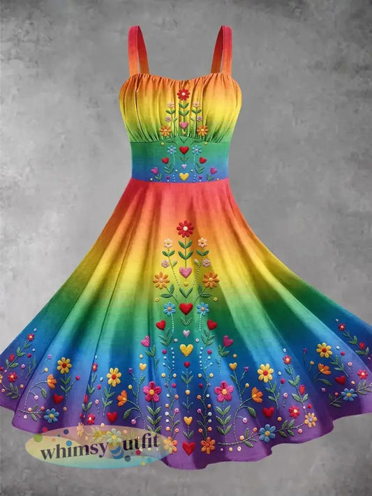 Casual damesjurk met regenboogprint - als foto / S