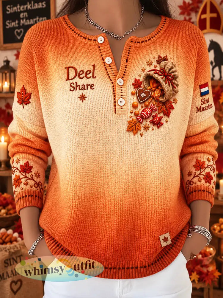 Casual damestrui met verloopprint voor Sint-Maartensdag - Sinaasappel / S