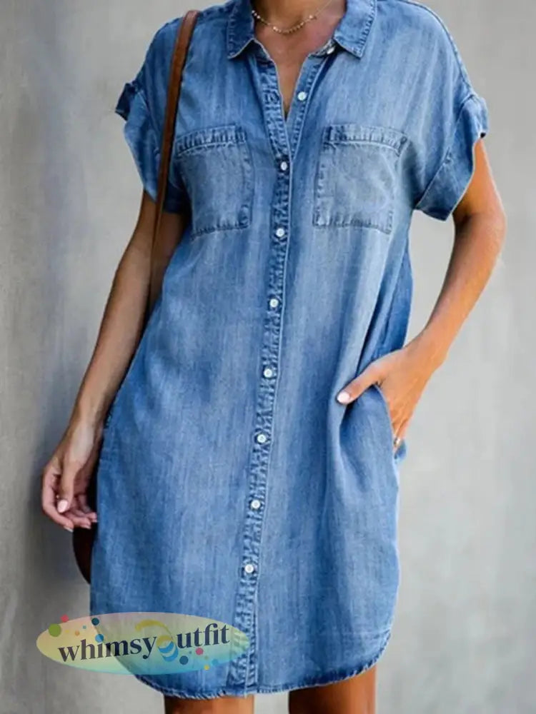 Casual elegante halflange denimjurk voor dames