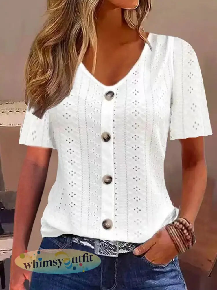 Casual elegante kanten top met korte mouwen voor dames
