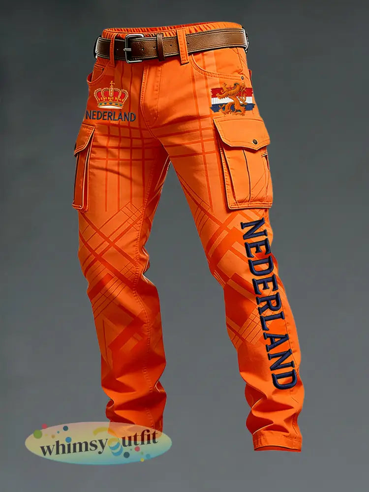 Casual herenbroek met King’s Day-themaprint - A / S