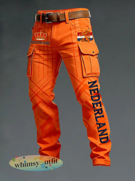 Casual herenbroek met King’s Day-themaprint - A / S