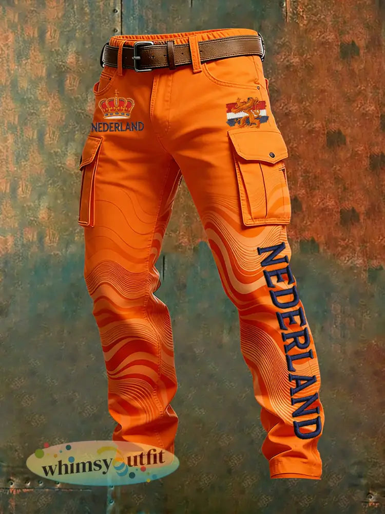 Casual herenbroek met print in de stijl van Koningsdag - A / S
